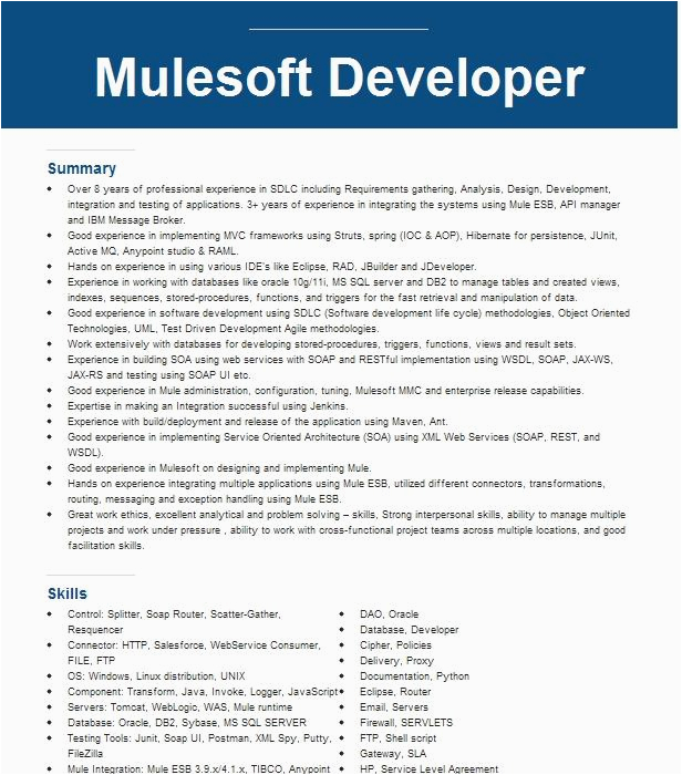Mulesoft with Net Developer Sample Resume Mulesoft Developer Resume Example Pany Name Cincinnati Ohio