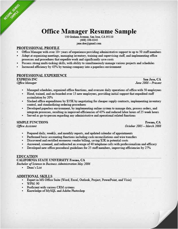 Office Manager Job Description Resume Sample Fice Manager Resume Sample & Tips