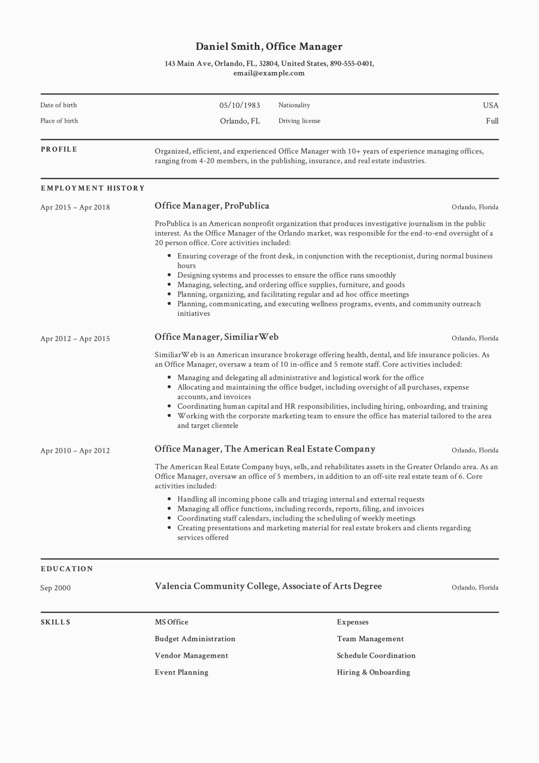 Office Manager Job Description Resume Sample Guide Fice Manager Resume [ 12 Samples ] Pdf