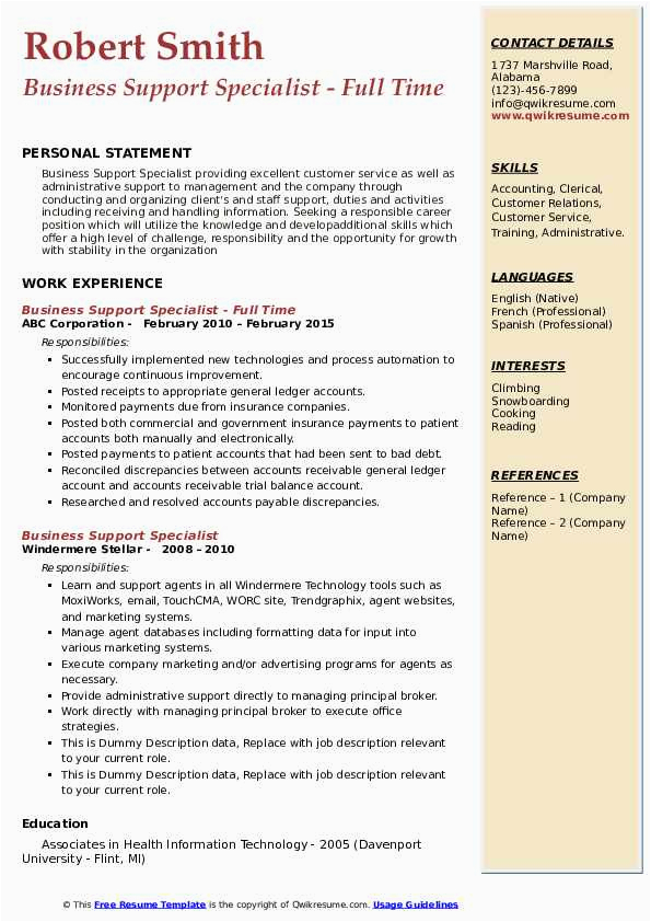 Office Support Specialist Resume Sample 2023 Business Support Specialist Resume Samples