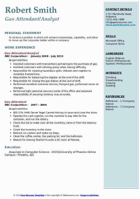 Oil and Gas Administrative assistant Resume Sample Gas attendant Resume Samples