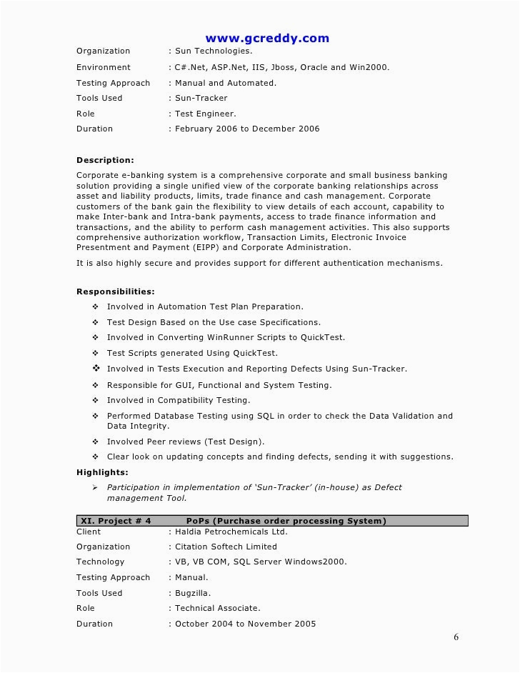 Qtp Sample Resume for software Testers Qtp Resume