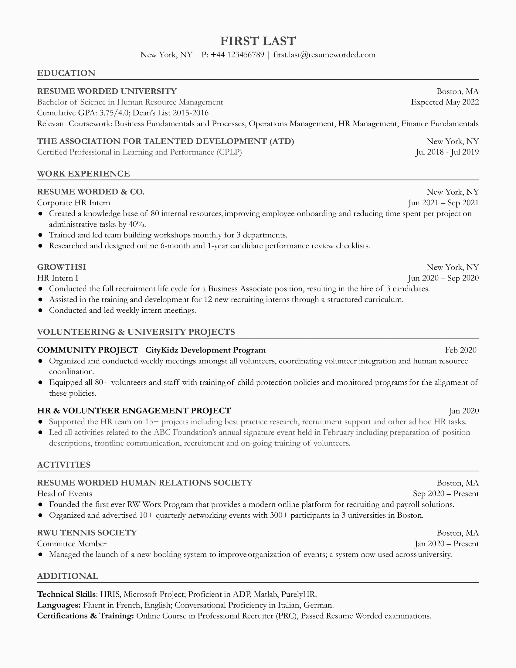 Quantify Resume Samples for Human Resources Senior Human Resources Manager Human Resources Director Resume Example