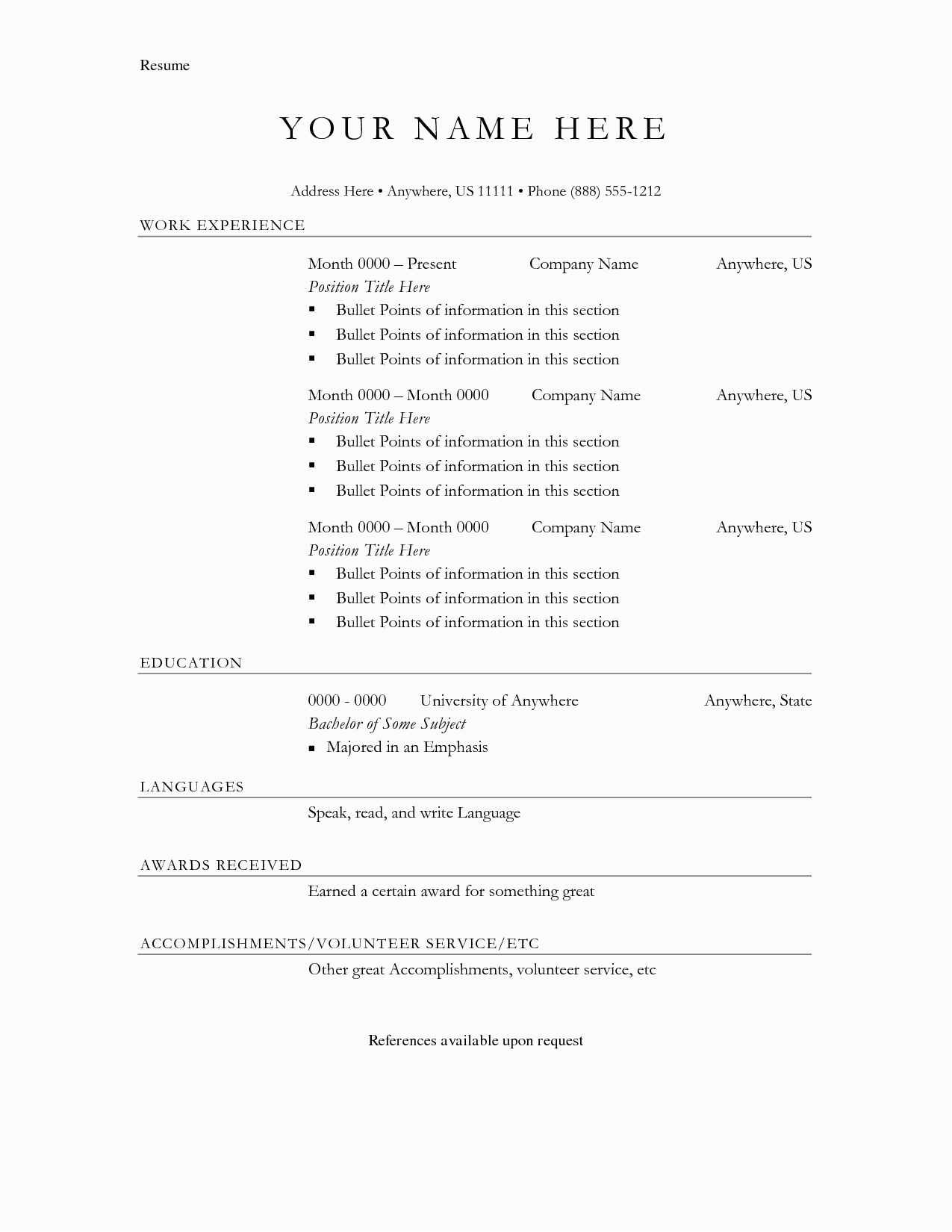 Query Language Bullet Point for Resume Sample Bullet Point Resume Template Free Resume Sample Education