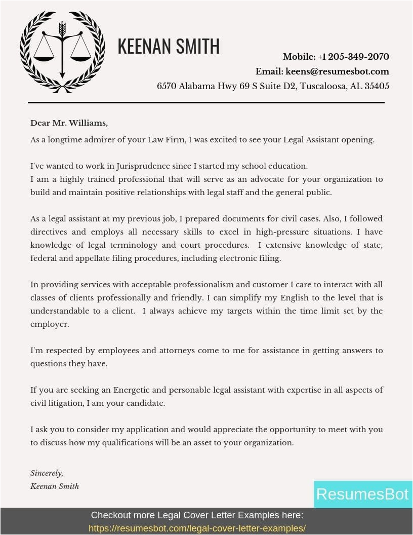 Resume Cover Letter Samples Legal assistant Legal assistant Cover Letter Samples & Templates [pdf Word] 2022