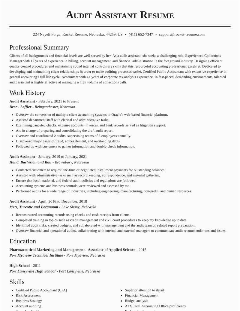 Resume Sample assist with Audit Sample Audit assistant Resumes