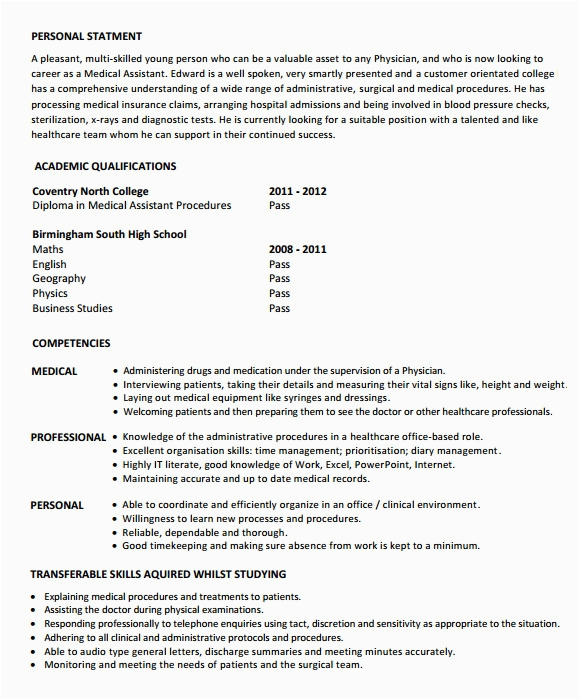 Resume Sample Based On Concentra Medical asssistant Free 6 Medical assistant Resume Templates In Pdf