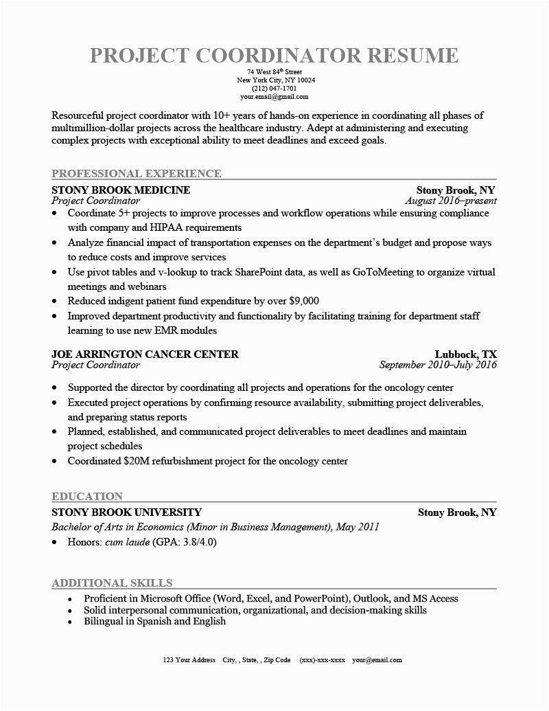 Resume Sample Copy for Project Coordinator for Usa Project Coordinator Resume [sample for Download]