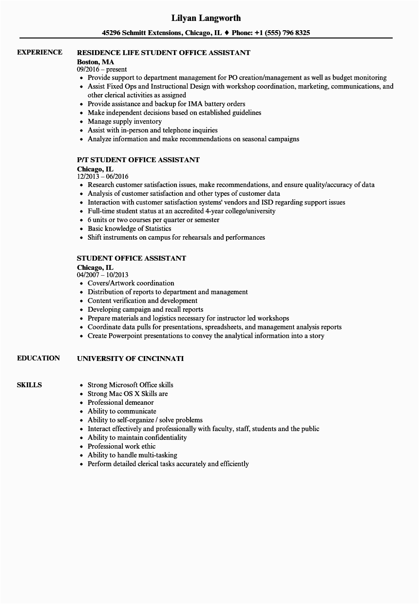 Resume Sample for Office Jobs for Students Fice assistant Job Description Sample