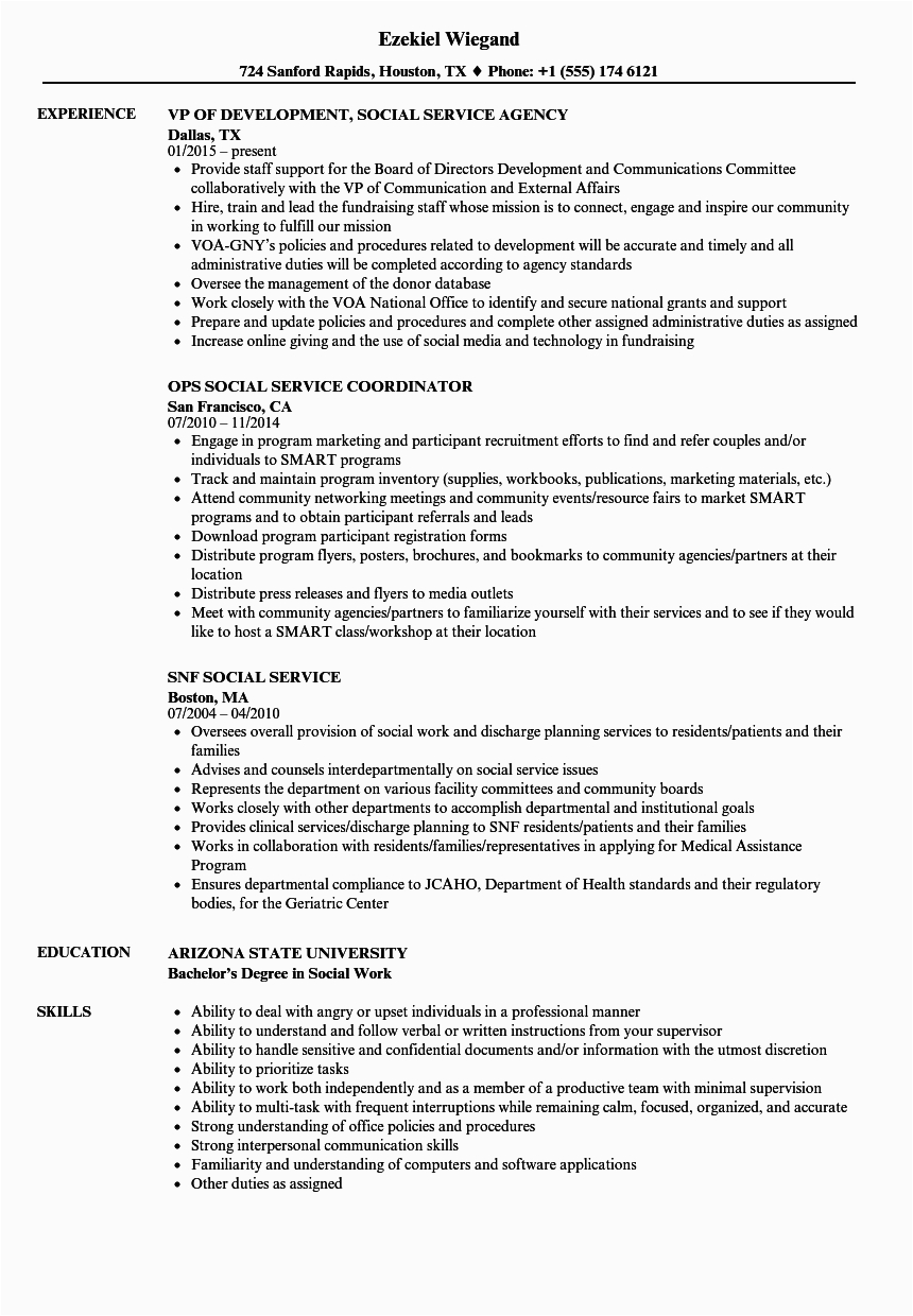 Resume Samples for social Service Positions social Service Resume Samples