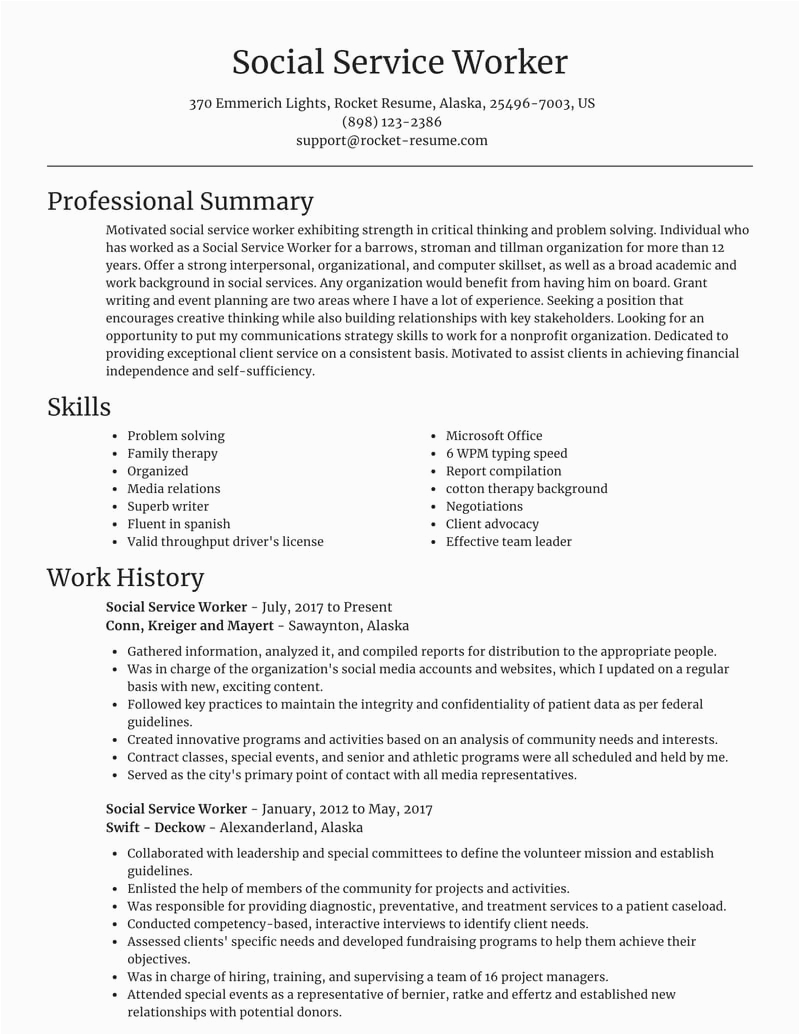 Resume Samples for social Service Positions social Service Worker Resumes
