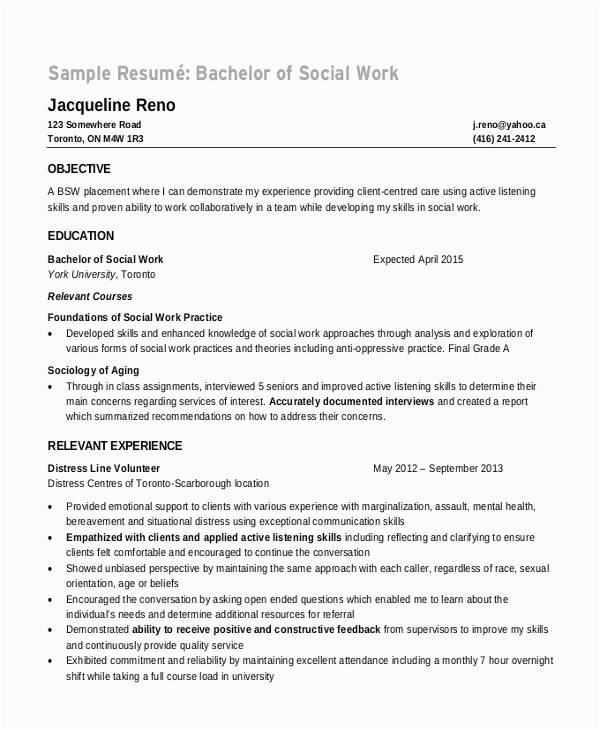 Resume Samples for social Workers Objective Free 8 Sample Objectives for Resume Templates In Ms Word