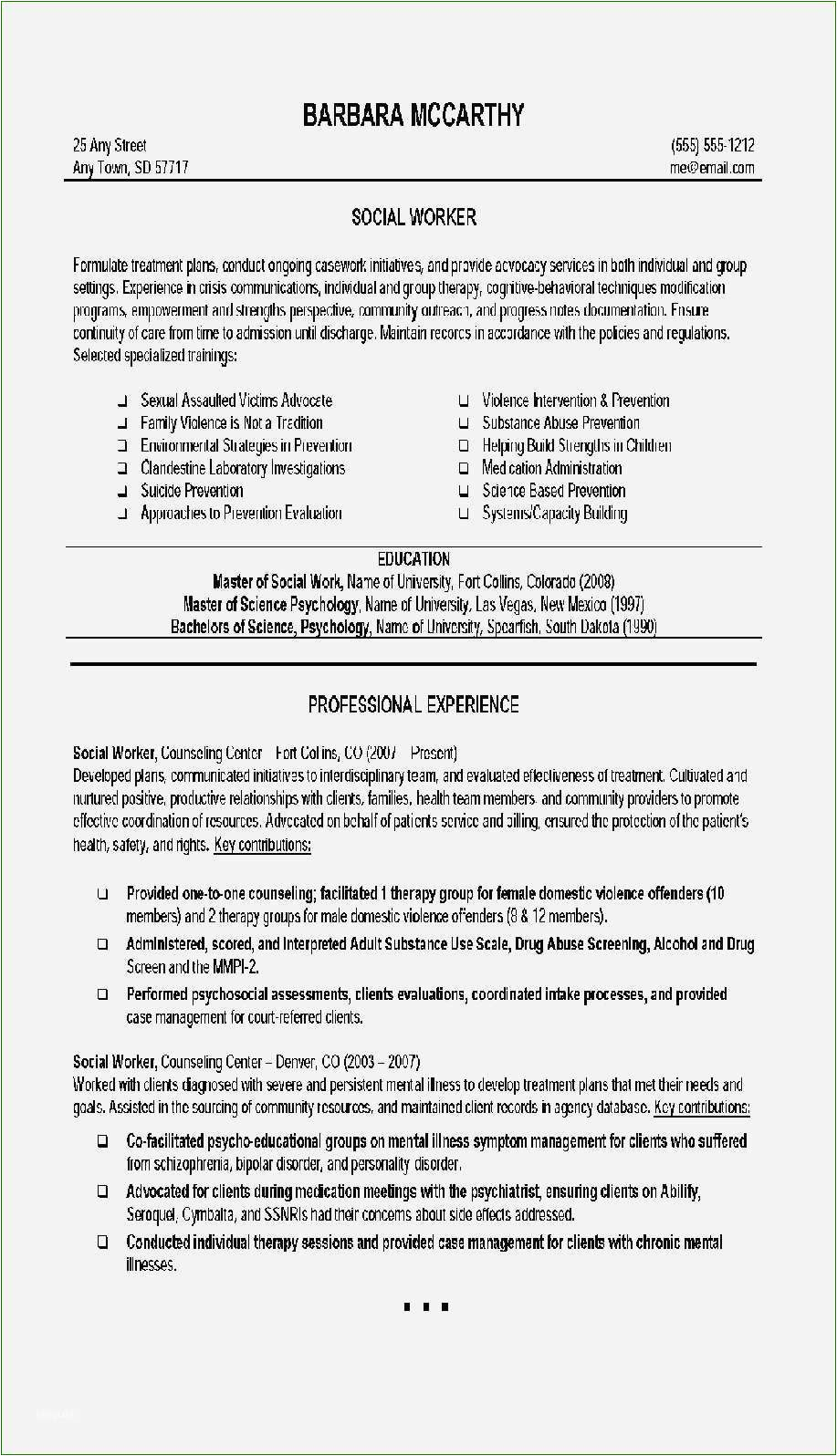 Resume Samples for social Workers Objective social Work Resume Template 18 Consultation 2020