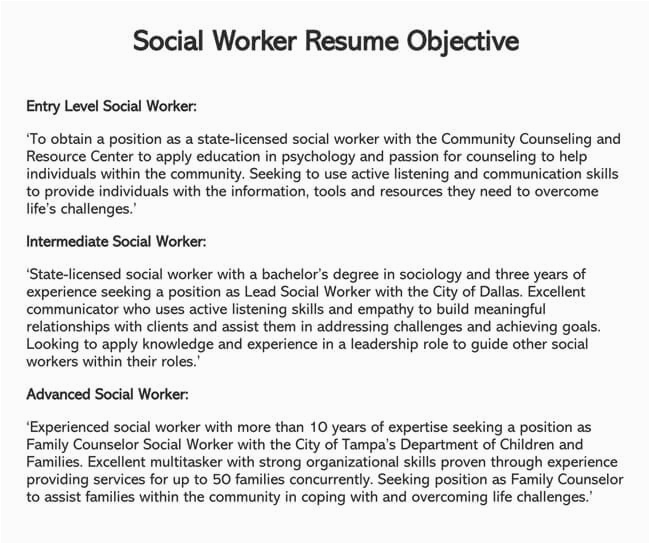 Resume Samples for social Workers Objective Writing A social Worker Resume Objective with Examples