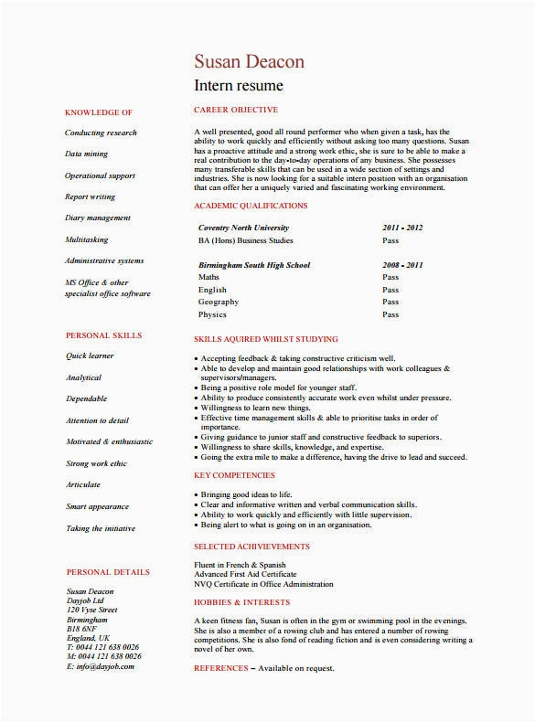 Resume Template for Internship Free Download 10 Internship Resume Templates Pdf Doc