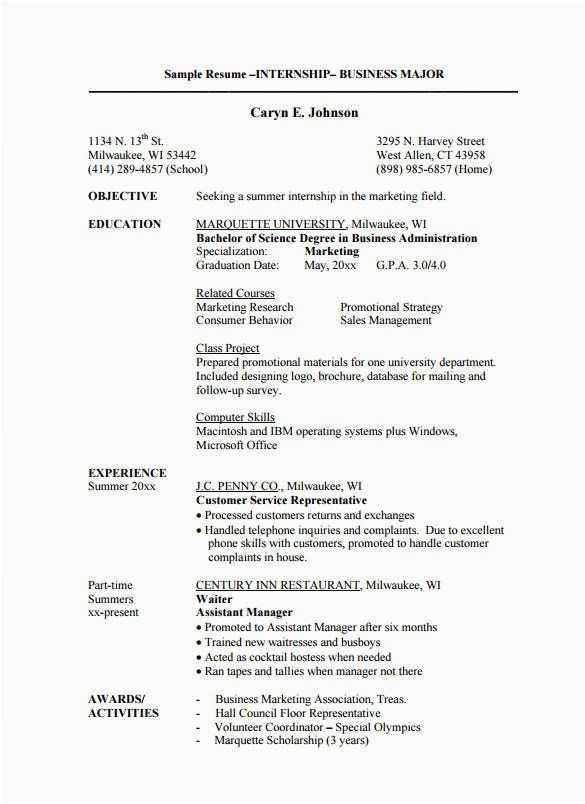 Resume Template for Internship Free Download 10 Internship Resume Templates Pdf Doc