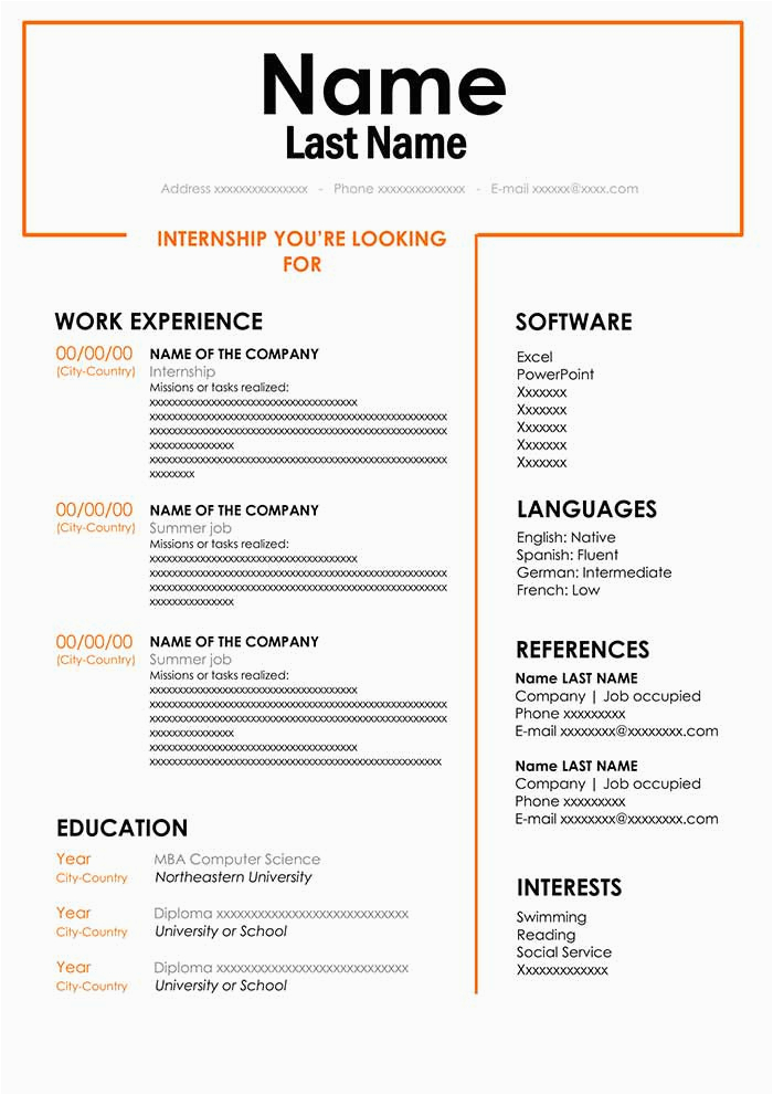 Resume Template for Internship Free Download Resume Template for Internship Customize In Word