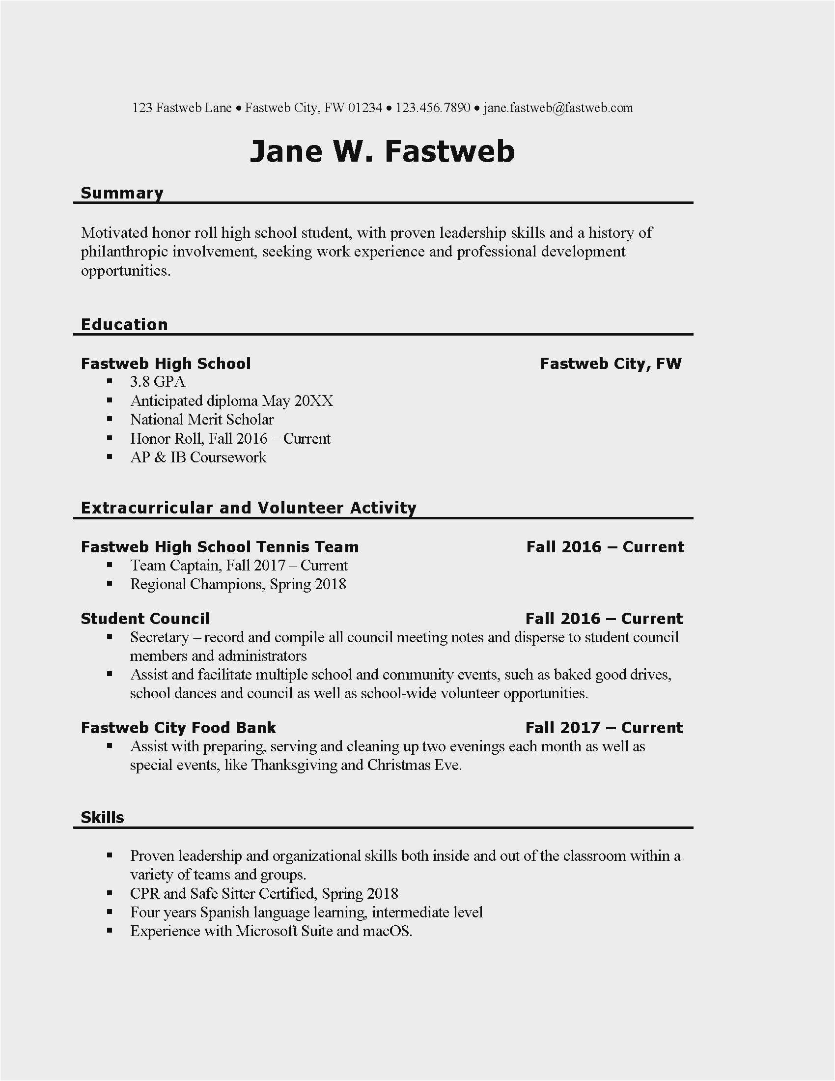 Resume Template for Part Time Student Free Collection Part Time Job for High School Students
