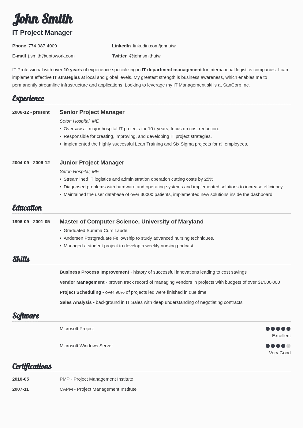 Resume Templates Free Download for Experienced Professionals Modern Resume Template