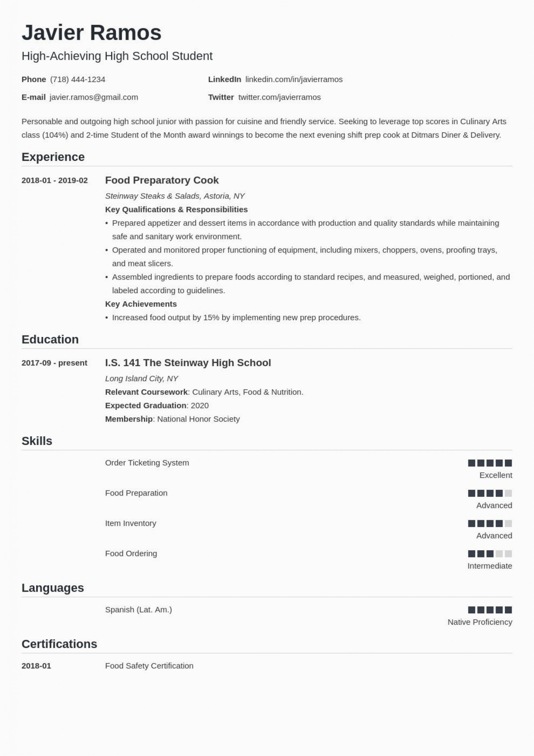 Resume Writing Template for High School Students Resume Template High School Students Addictionary
