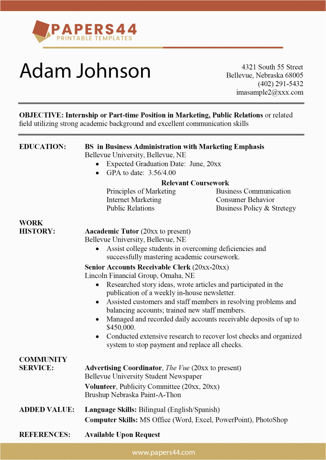 Reverse Chronological Resume Template Free Download Reverse Chronological Resume format Download