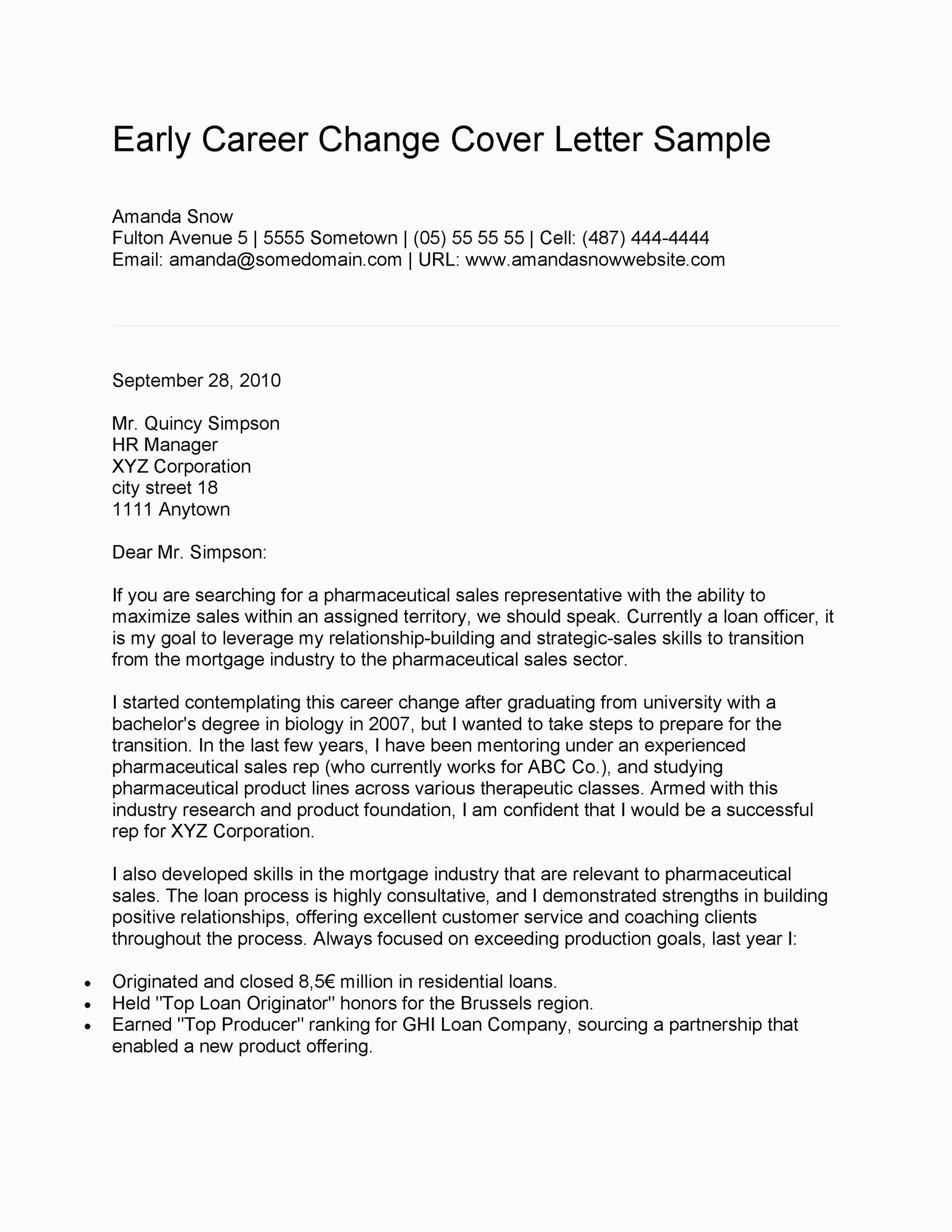 Sample Career Change Resume Cover Letter 39 Professional Career Change Cover Letters Templatelab
