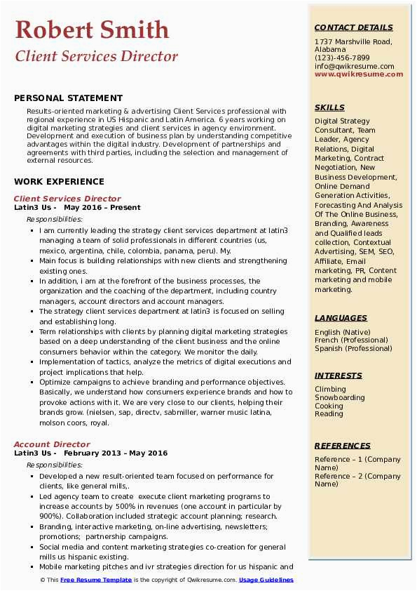 Sample Director Of Client Services Resume Client Services Director Resume Samples
