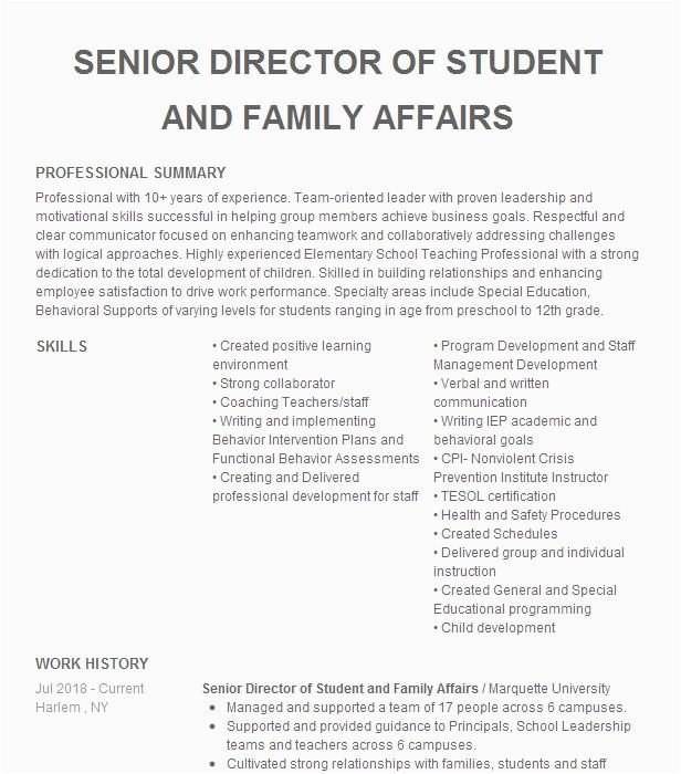 Sample Director Of Student Affairs Resume Director Student Affairs Resume Example Pany Name Conyers Georgia