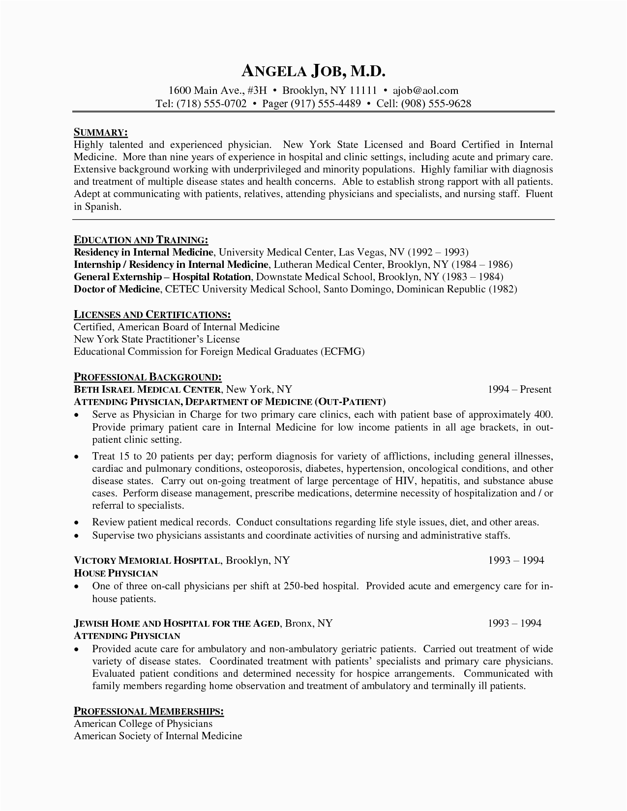 Sample for Healthcare Resume Summary Statement Er Physician assistant Resume Steve