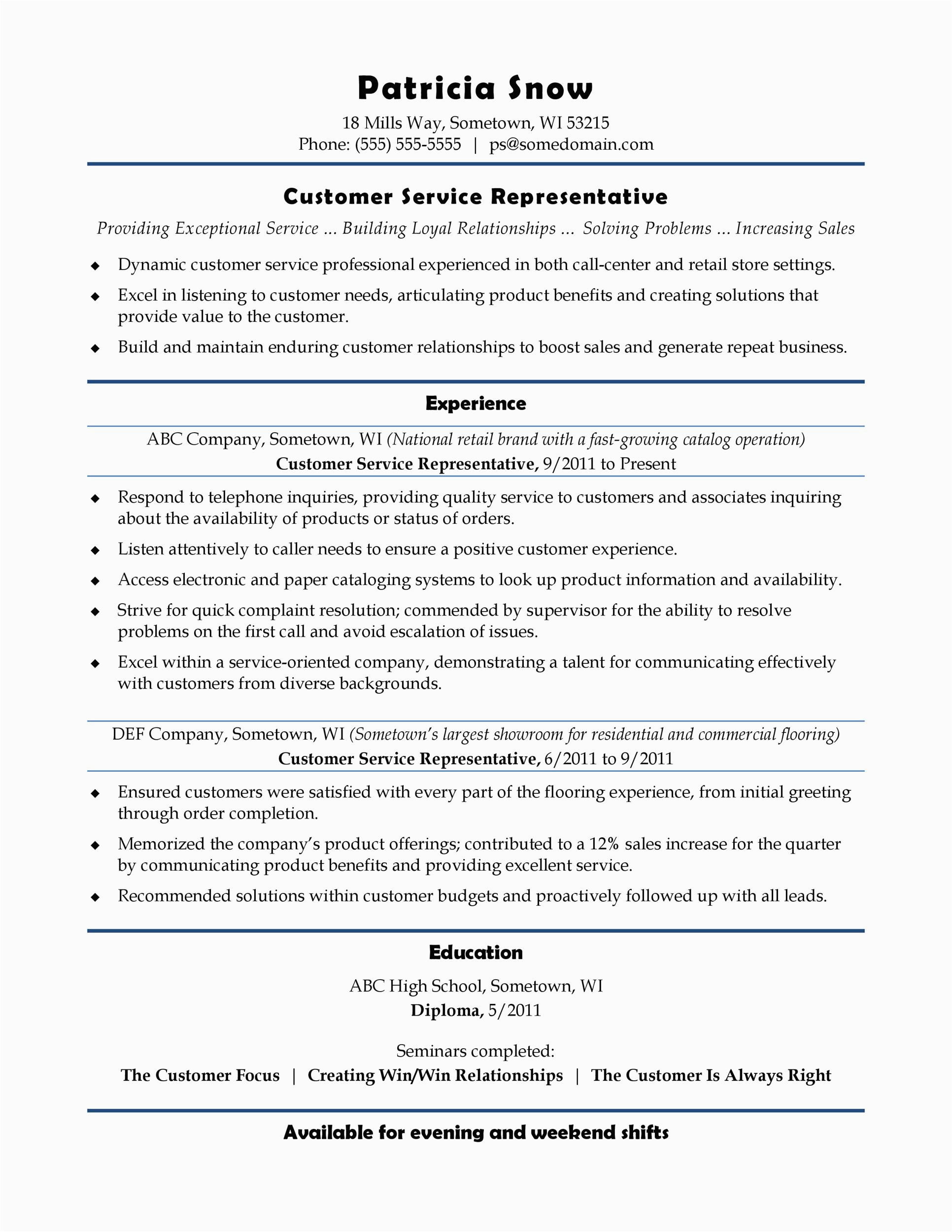 Sample for Resume for Customer Service 30 Customer Service Resume Examples Template Lab
