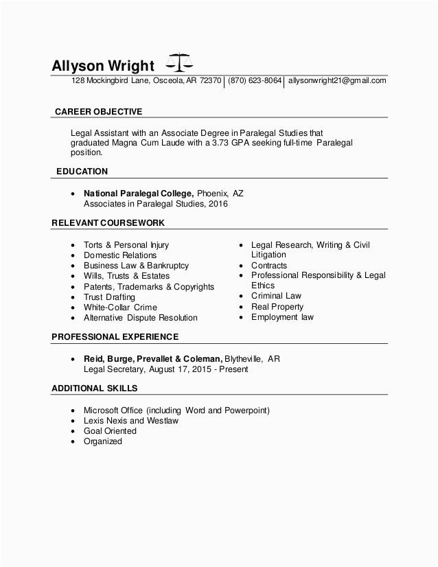 Sample Objective Statement for Paralegal Resume Paralegal Resume