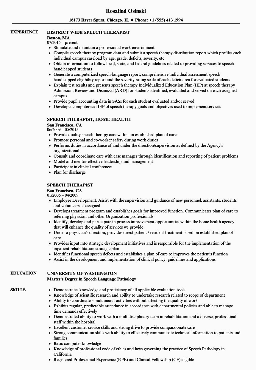 Sample Objective Statement for Slp Resume Speech Language Pathologist Resume Objective Resume