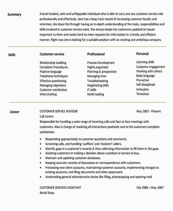 Sample Objective Statements for Customer Service Resume Free 5 Generic Resume Objectives In Ms Word