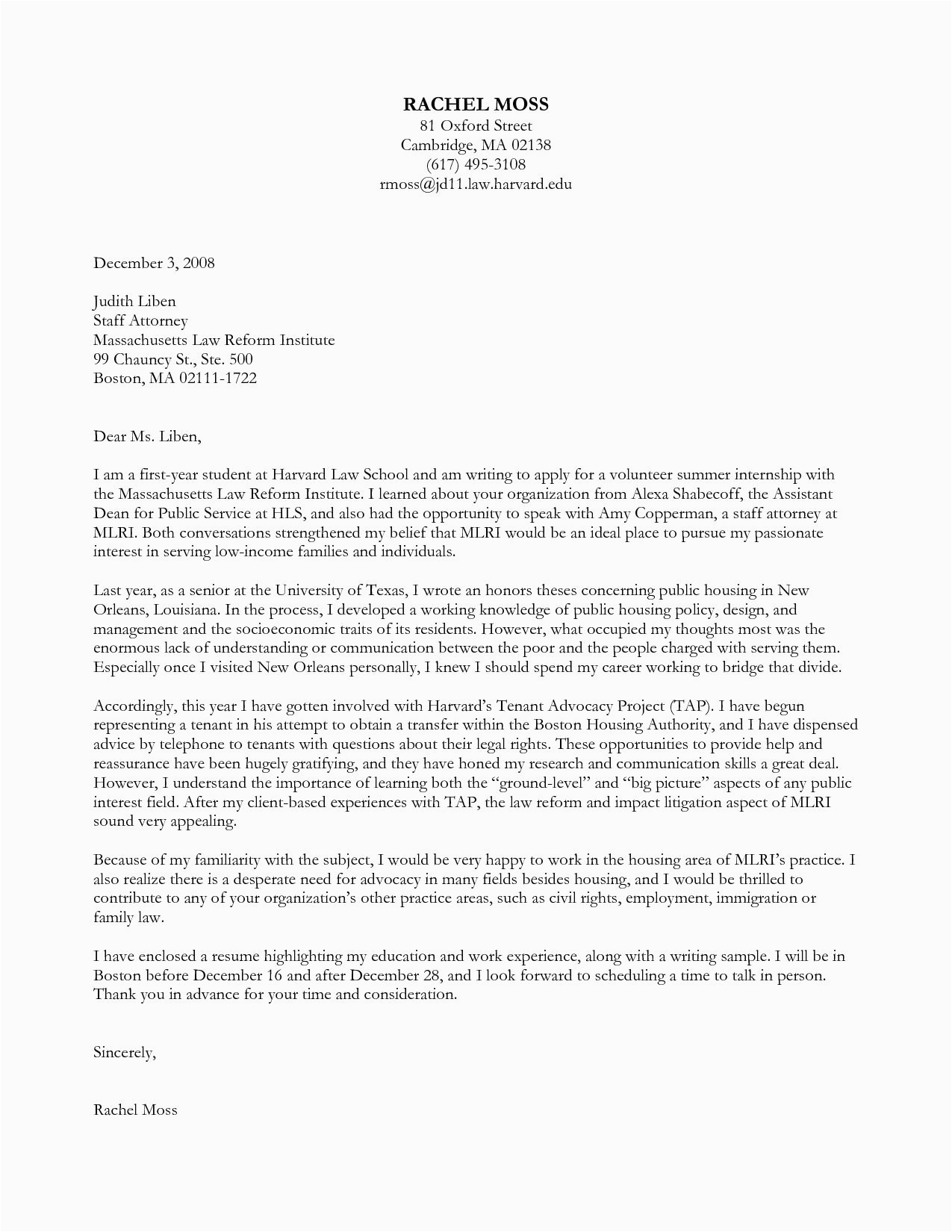 Sample Of Cover Letter for Resume at Harvard Harvard Application Letter Sample