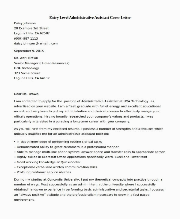 Sample Of Cover Letter for Resume for Administrative assistant Administrative assistant Cover Letter Template In 2021