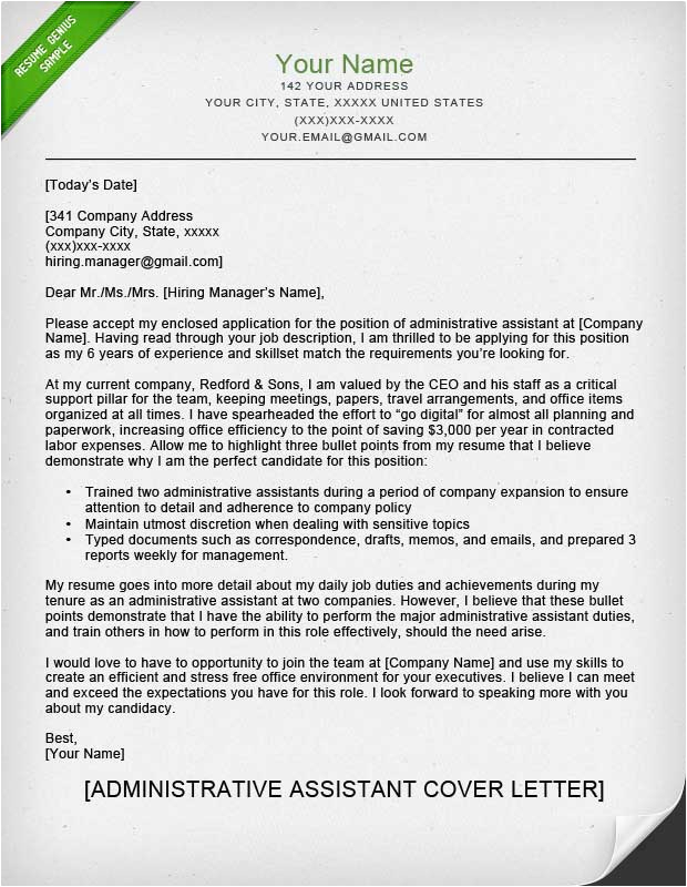 Sample Of Cover Letter for Resume for Administrative assistant Administrative assistant & Executive assistant Cover Letter Samples