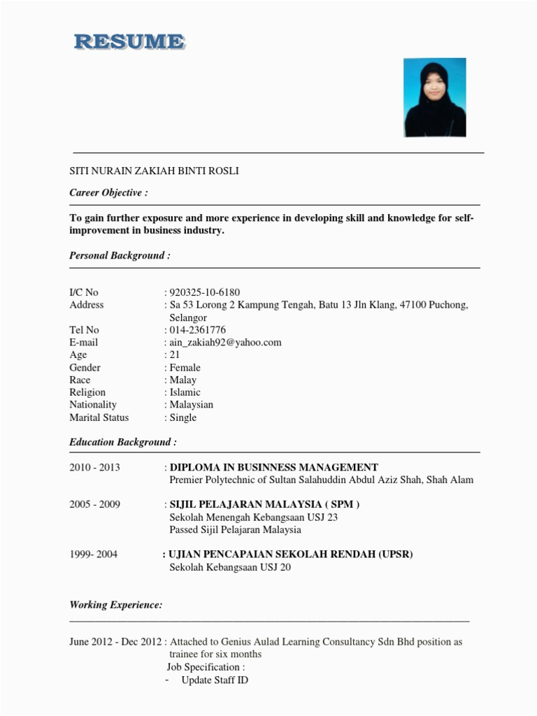 Sample Of Cover Letter for Resume In Malaysia Resume & Cover Letter Malaysia