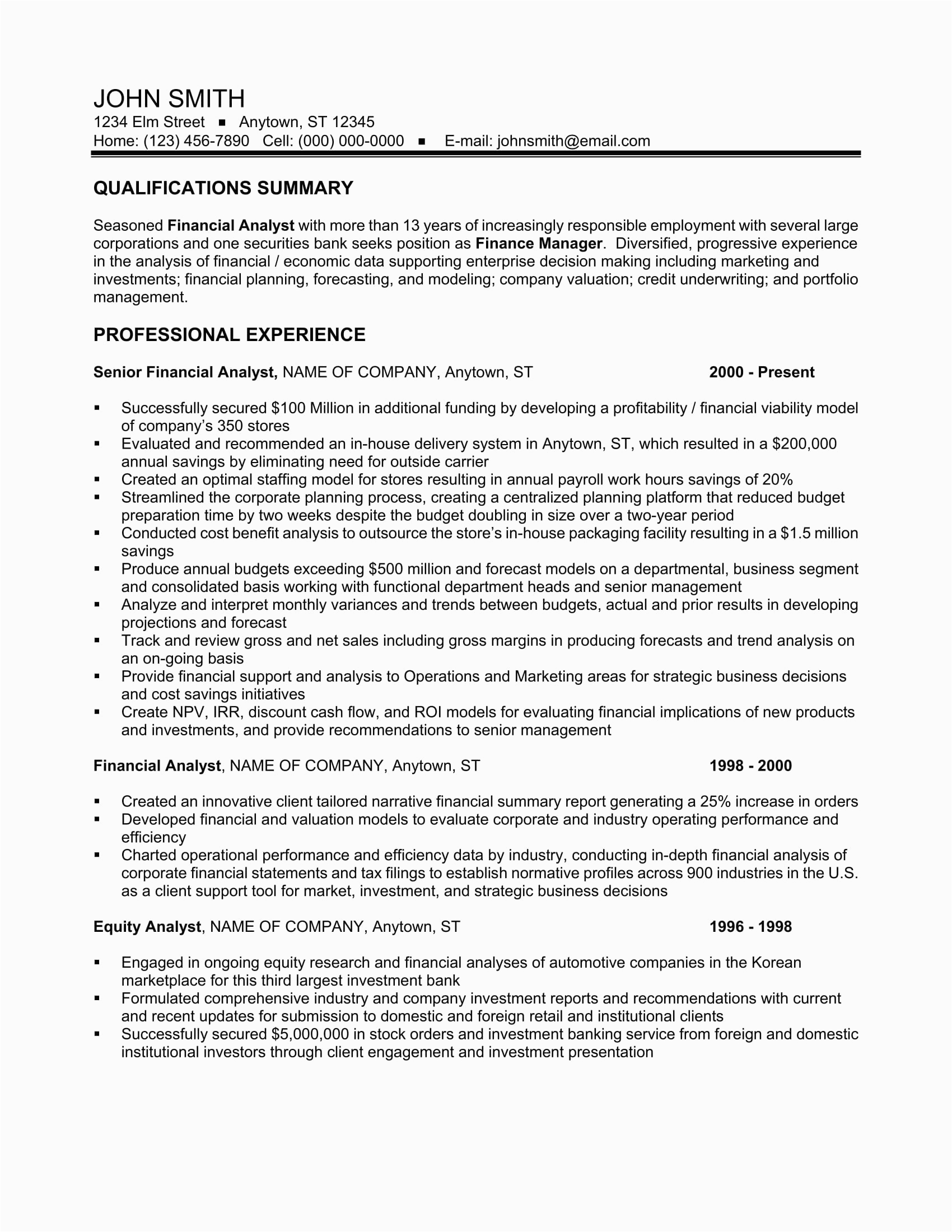Sample Of Resume for Financial Analyst 24 Best Finance Resume Sample Templates Wisestep