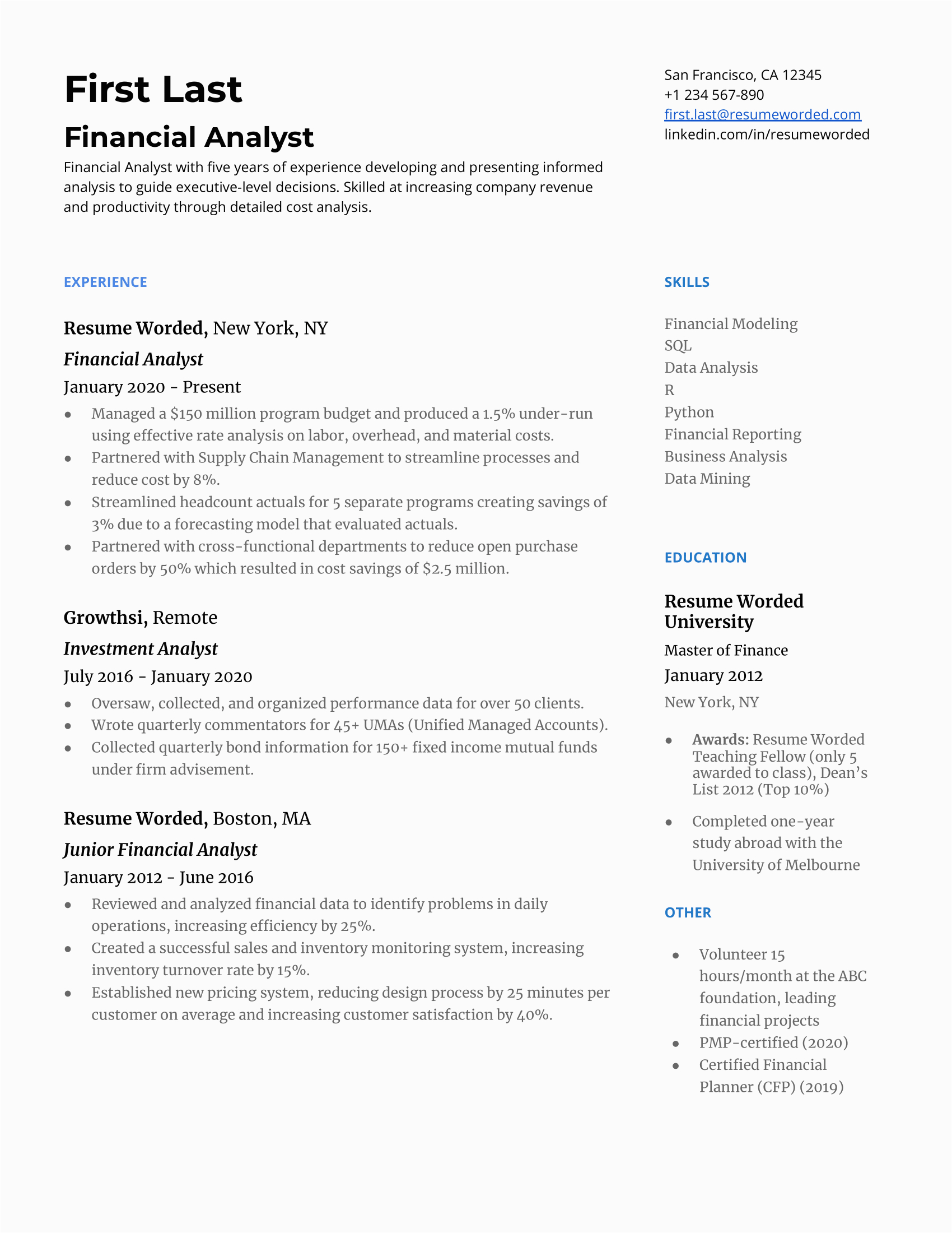 Sample Of Resume for Financial Analyst 7 Financial Analyst Resume Examples for 2022