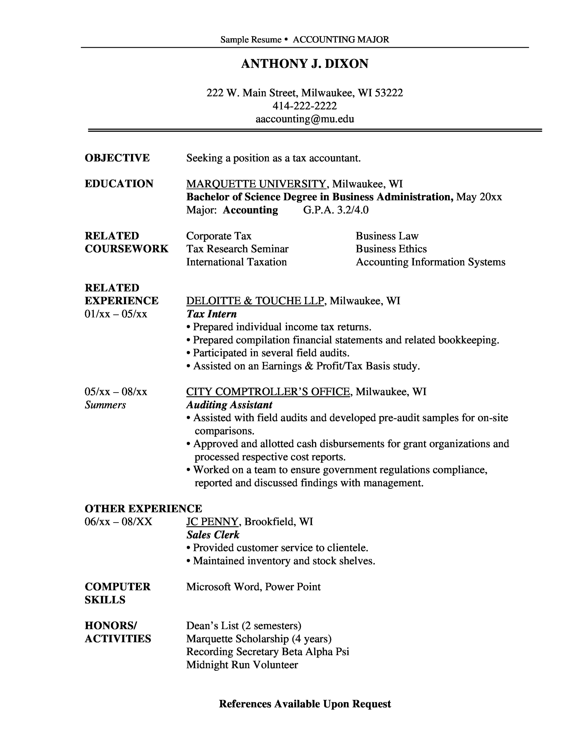 Sample Of Resume for Fresh Graduate Of Accounting Technology College Student Resume Template Microsoft Word