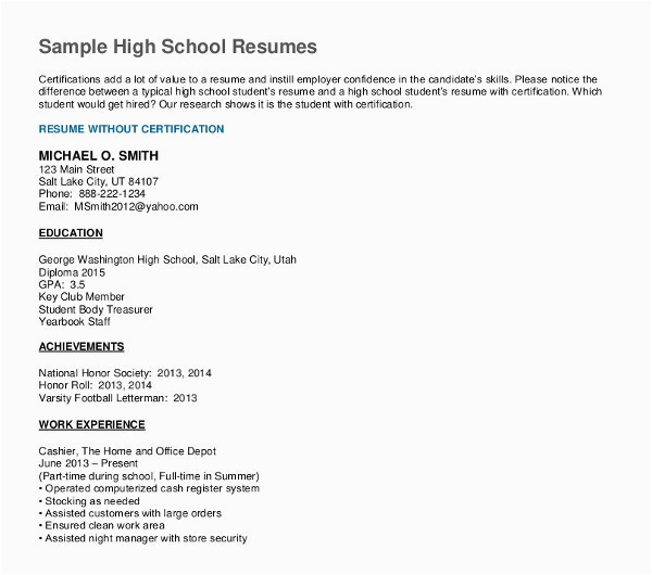 Sample Of Resume for Fresh High School Graduate Job Resume for Fresh Graduate High School