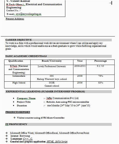Sample Of Resume for Government Positions 2023 Sample Resume for Be Ece Passed Candidates 2022 2023 Eduvark
