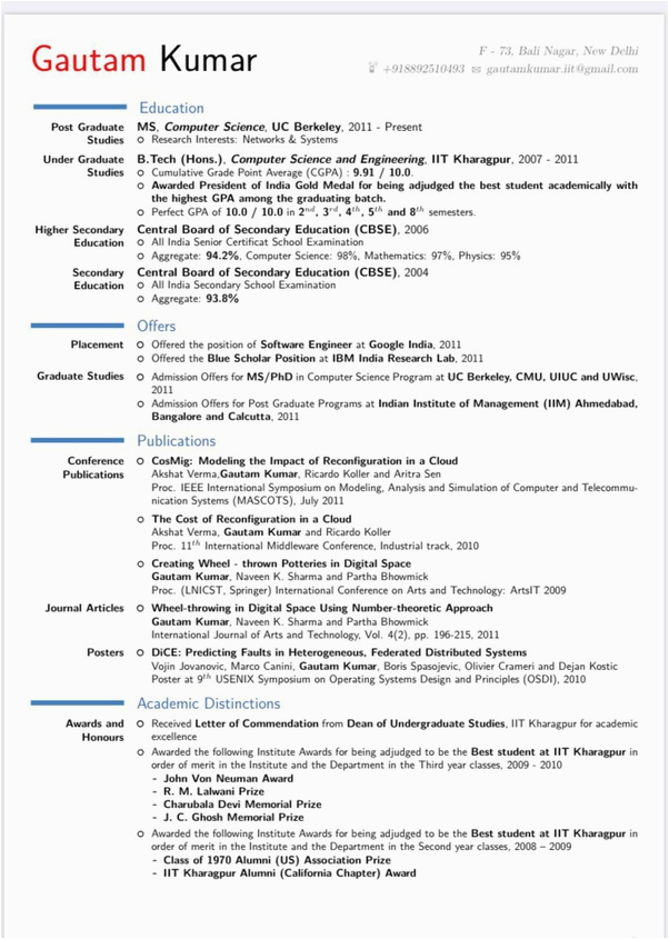 Sample Of Resume for Government Positions 2023 What is the Best Iit Resume You Have Seen Quora