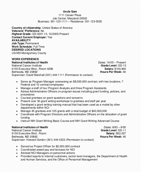 Sample Of Resume for Government Positions Free 8 Sample Federal Resume Templates In Ms Word