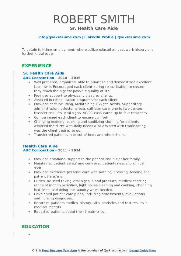 Sample Of Resume for Health Care Aide Health Care Aide Resume Samples