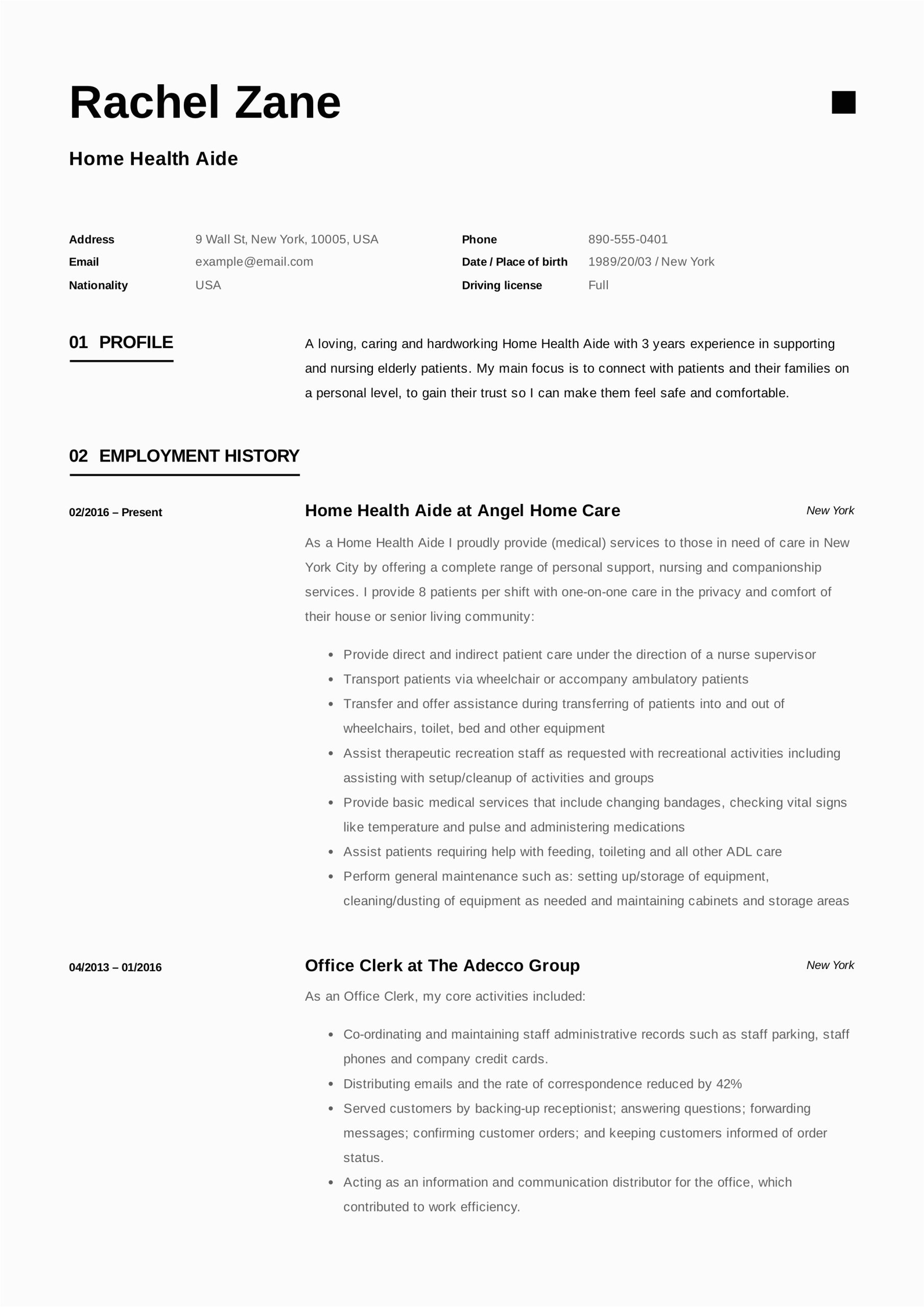 Sample Of Resume for Health Care Aide Home Health Aide Resume Sample & Writing Guide 12 Samples