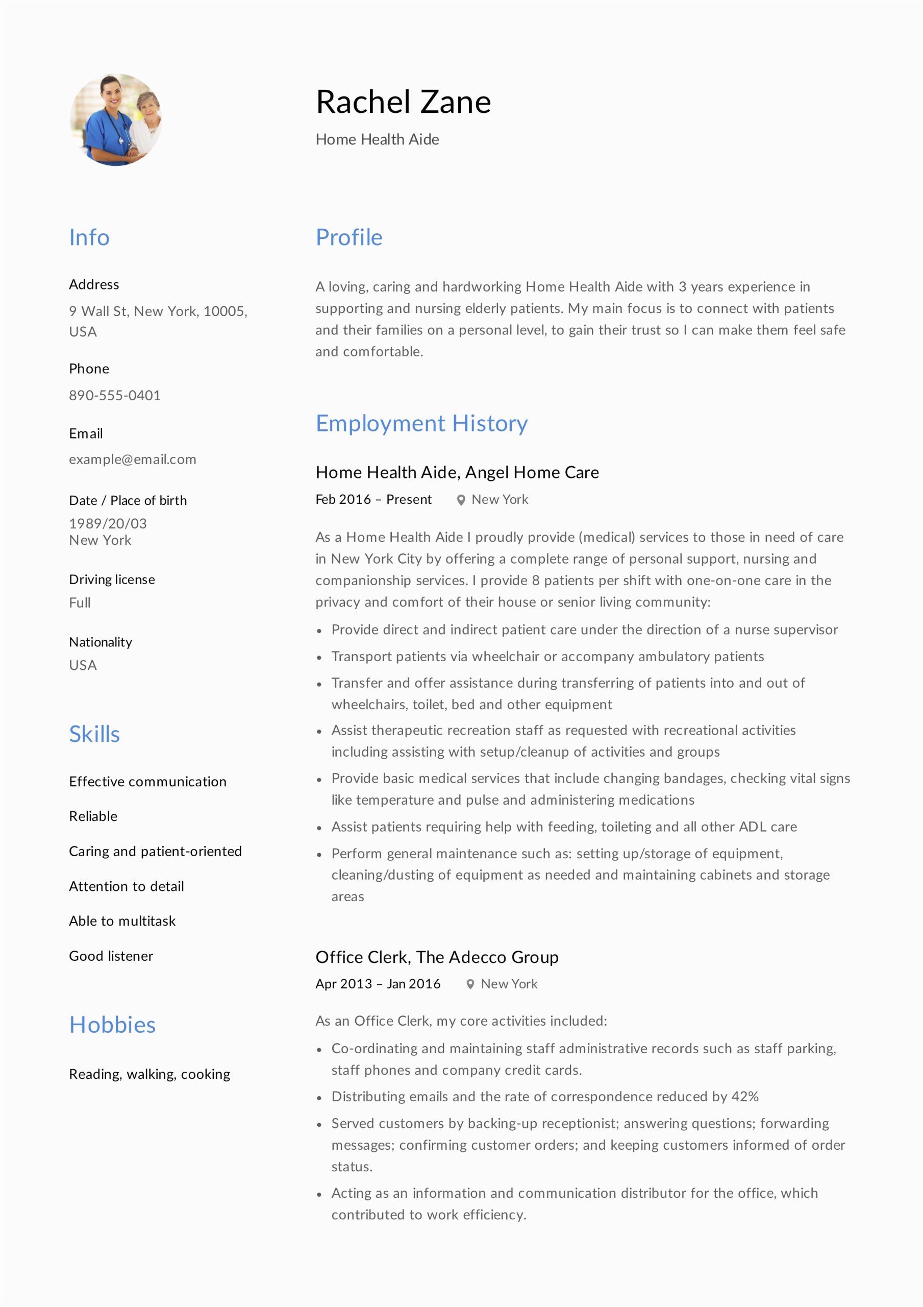 Sample Of Resume for Health Care Aide Home Health Aide Resume Sample & Writing Guide 12 Samples