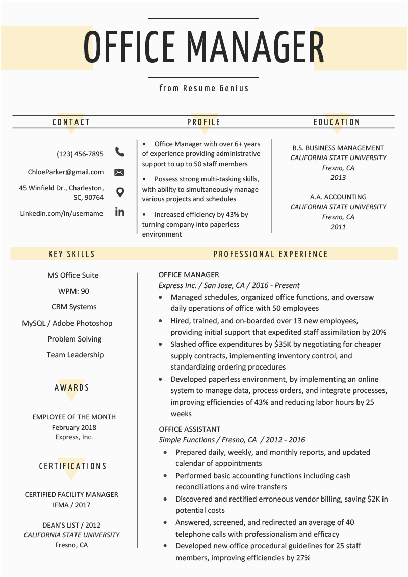 Sample Professional Resume It Manager Position Fice Manager Resume Sample & Tips