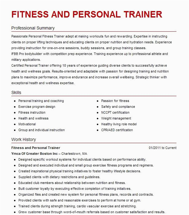 Sample Professional Summary for Resume Personal Trainer Best Fitness and Personal Trainer Resume Example
