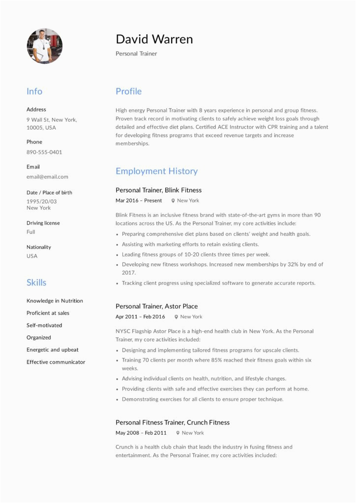 Sample Professional Summary for Resume Personal Trainer Sports & Fitness